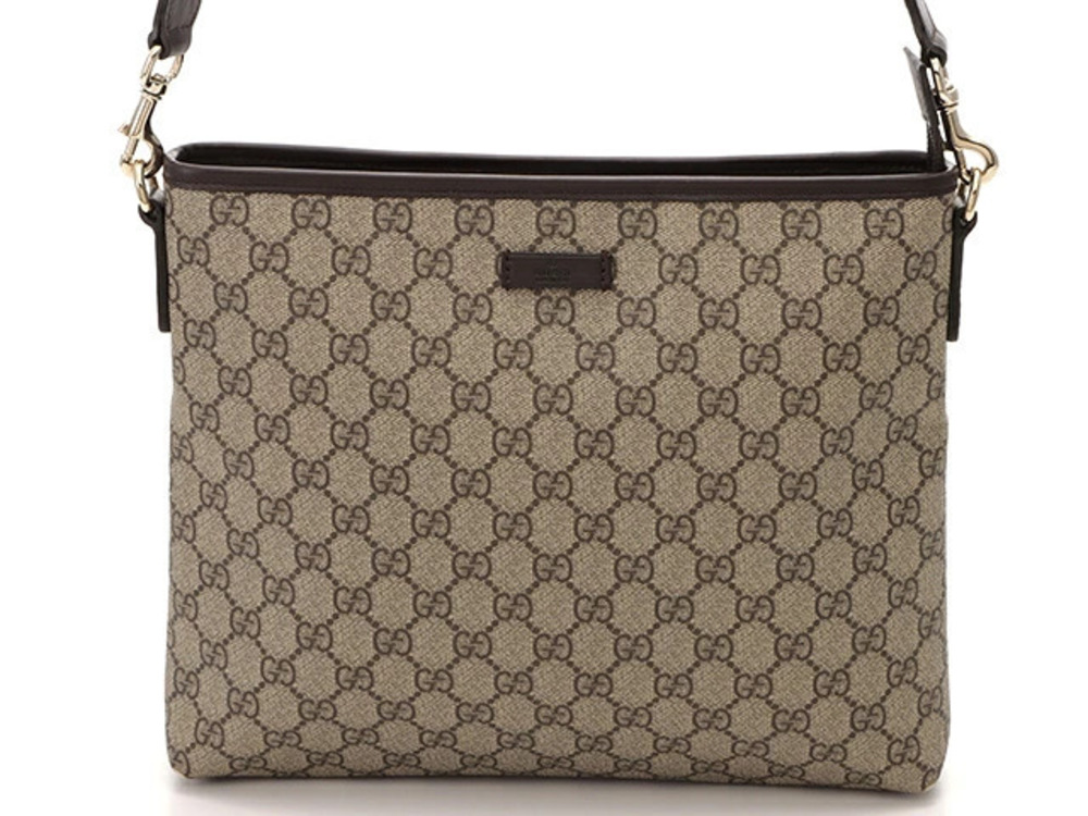 Gucci bag shoulder GG brown canvas calfskin